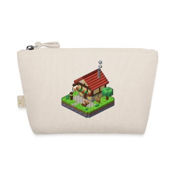 Taverne als 3D Pixel Art mit Bierkrug Schild - Bio-Täschchen - Natur - Vorne