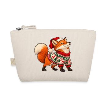 Weihnachtsfuchs – Süßer Fuchs im Winterpullover - Bio-Täschchen - Natur - Vorne