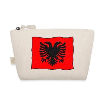 Albanische Flagge im Wind – Handgezeichnet - Bio-Täschchen - Natur - Vorne