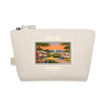 Italien Caorle Camping Vintage Reisemarke - Bio-Täschchen - Natur - Vorne