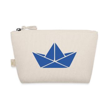 Papaierschiff_jeansblau_Origami_Geschenk_Segler - Bio-Täschchen - Natur - Vorne
