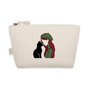 ragazza_rossa_con_basco_verde_con_gatto_nero - Bio-Täschchen - Natur - Vorne