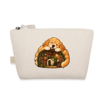 Schlafender Golden Retriever mit einer gemütlichen Bibliothek - Bio-Täschchen - Natur - Vorne