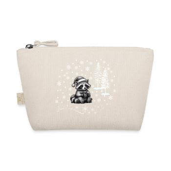 Waschbär Schnee /raccoon snowflakes Weihnachten - Bio-Täschchen - Natur - Vorne