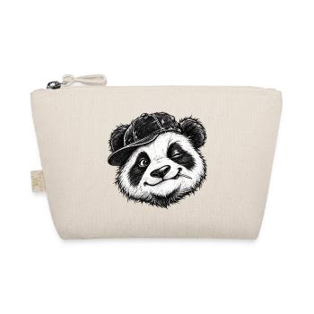 Frecher zwinkernder Panda Flachmütze Niedliche Tierkunst - Bio-Täschchen - Natur - Vorne