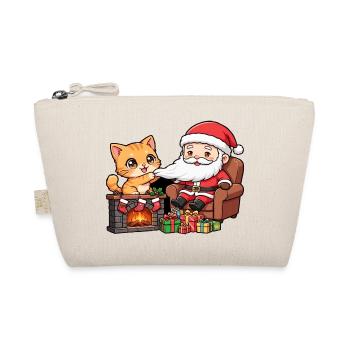 CatChristmas: Weihnachtsmann am Kamin - Bio-Täschchen - Natur - Vorne