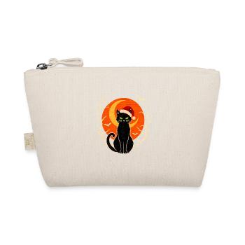 Weihnachtskatze Vintage Katze mit Weihnachtsmütze - Bio-Täschchen - Natur - Vorne