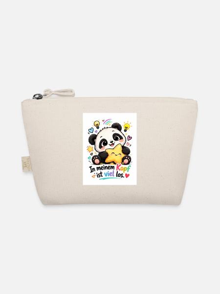 Panda Kopfchaos mit Sternen - Bio-Täschchen - Natur