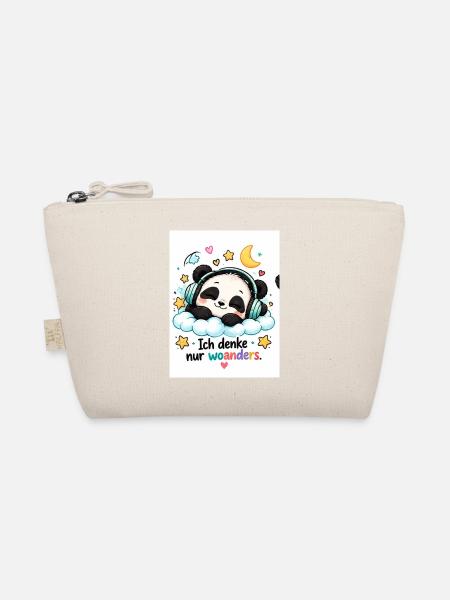 Panda Traum mit Kopfhörern - Bio-Täschchen - Natur