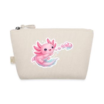 Kawaii Axolotl Herzen Seifenblasen Rosa T-Shirt - Bio-Täschchen - Natur - Vorne