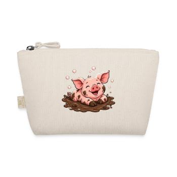 Glückliches Schweinchen Matschpfütze Doodle Shirt - Bio-Täschchen - Natur - Vorne