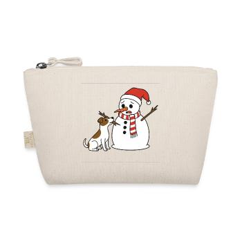 Jack Russell klaut Schneemann den Stockarm - Bio-Täschchen - Natur - Vorne