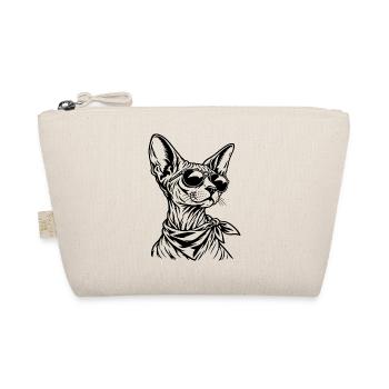 Sphynx Katze – Cooler Biker mit Sonnenbrille - Bio-Täschchen - Natur - Vorne