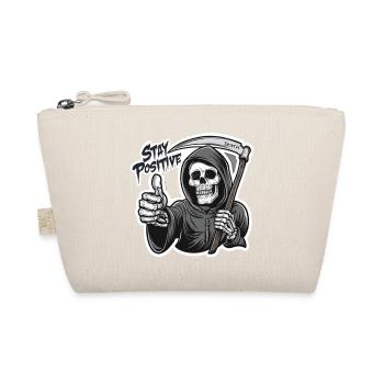 Bleib Positiv Grim Reaper Skelett Humor - Bio-Täschchen - Natur - Vorne