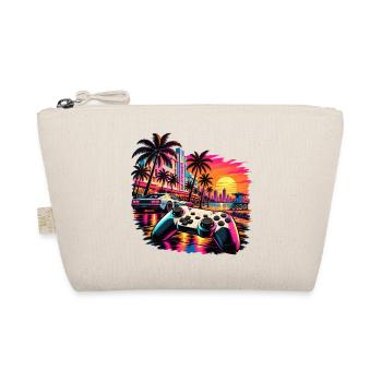 Miami Skyline Gamer Motiv - Geschenk für Gamer - Bio-Täschchen - Natur - Vorne