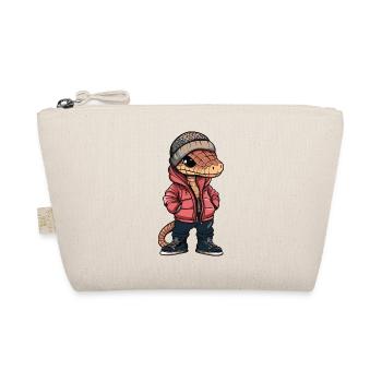 Schlange mit Winterjacke und Mütze - Bio-Täschchen - Natur - Vorne