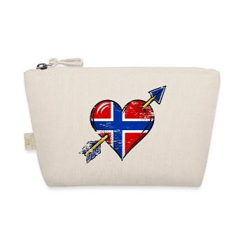 Norwegen Flagge Herz mit Pfeil used look - Bio-Täschchen - Natur - Vorne