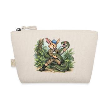 Bunny Punk Junglejäger Hase mit Dämonschlange - Bio-Täschchen - Natur - Vorne
