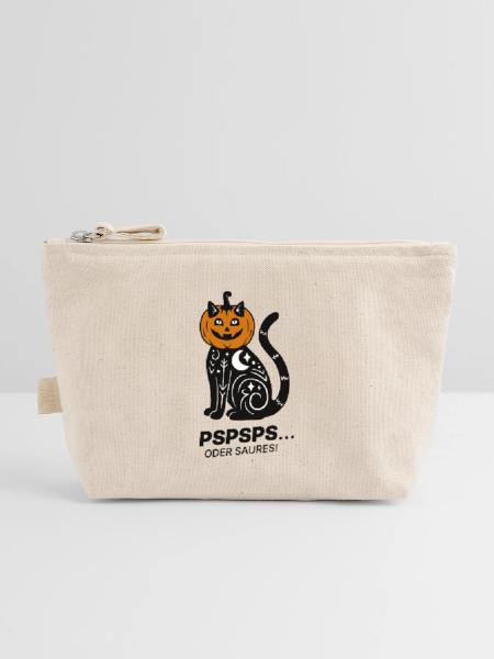 Pspsps oder Saures – Schwarze Katze Halloween - Bio-Täschchen - Natur - Vorne