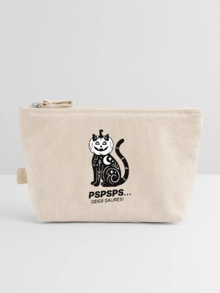Pspsps oder Saures – Schwarze Katze Halloween - Bio-Täschchen - Natur - Vorne