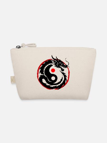 Tintenpinsel Chinesischer Drache Yin Yang - Bio-Täschchen - Natur