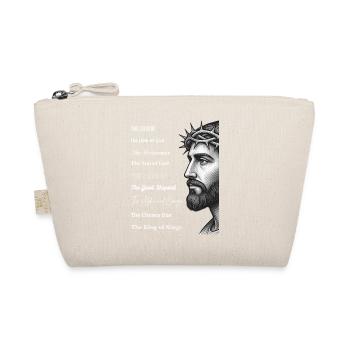 Jesus Porträt mit Dornenkrone und Titeln - Bio-Täschchen - Natur - Vorne
