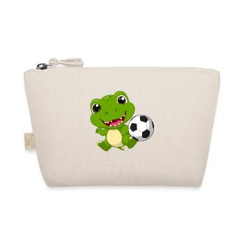 Kleiner Grüner Drache Spielt Fußball Kinder TShirt - Bio-Täschchen - Natur - Vorne