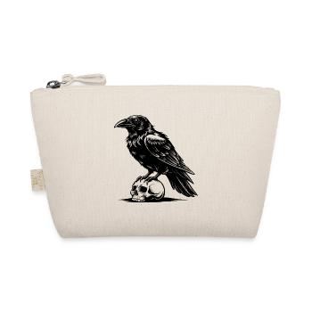 Rabe auf Schädel - Bio-Täschchen - Natur - Vorne