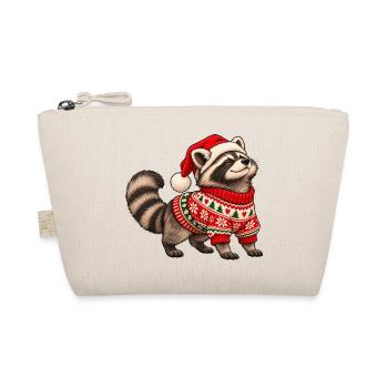 Weihnachts Waschbär – Norwegerpullover - Bio-Täschchen - Natur - Vorne