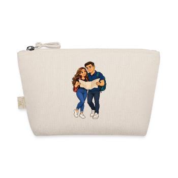 Abenteuerliches Duo mit Karte und Rucksack - Bio-Täschchen - Natur - Vorne