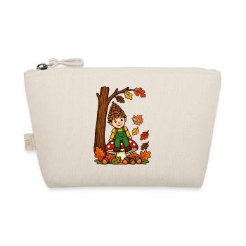 EG Herbst Männlein Tannenzapfen Kind Eicheln Wald - Bio-Täschchen - Natur - Vorne