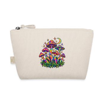 Bunte Pilze mit Mond und Sternen – Retro Design - Bio-Täschchen - Natur - Vorne
