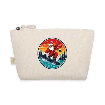 Cooler Weihnachtsmann beim Snowboarden Retro - Bio-Täschchen - Natur - Vorne