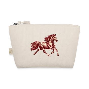 Galoppierendes Pferd Vintage-Gravur Burgund - Bio-Täschchen - Natur - Vorne