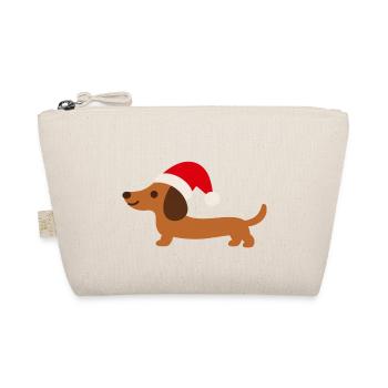 Dackel mit Weihnachtsmütze - Bio-Täschchen - Natur - Vorne