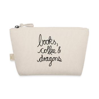 Books, Coffee & Dragons – Design für Leseratten - Bio-Täschchen - Natur - Vorne