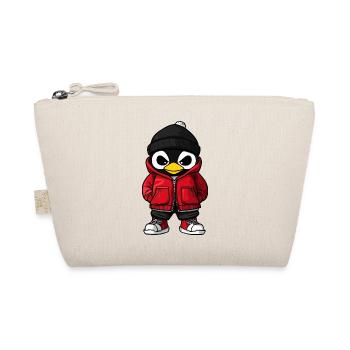 Pinguin mit roter Winterjacke und Mütze - Bio-Täschchen - Natur - Vorne