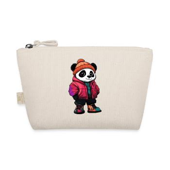 Panda mit Winterjacke und Mütze - Bio-Täschchen - Natur - Vorne