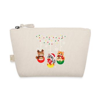Weihnachtliches Katzenhemd - Bio-Täschchen - Natur - Vorne