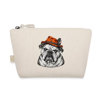 Bulldog im Orange Hut – Retro Flair - Bio-Täschchen - Natur - Vorne