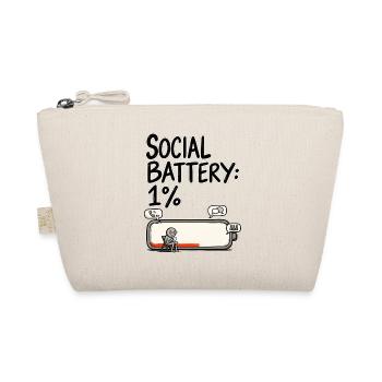 Social Battery 1 % – Soziale Batterie Leer Humor - Bio-Täschchen - Natur - Vorne