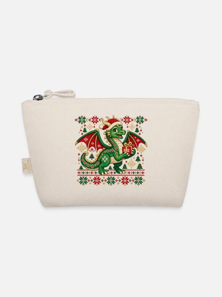 Weihnachtsdrachen Strickheld - Bio-Täschchen - Natur