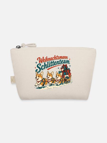 Weihnachts Schlittenteam Corgis - Bio-Täschchen - Natur