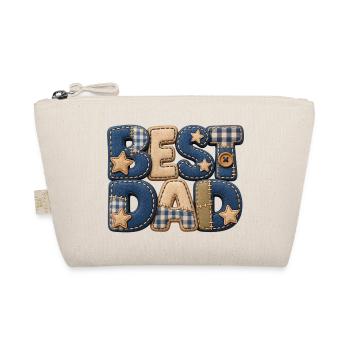 Best Dad – Papa Geschenk im 3D Patchwork Jeans - Bio-Täschchen - Natur - Vorne