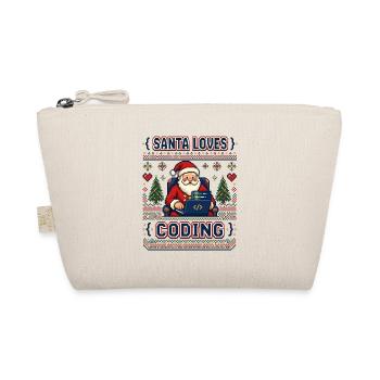 Santa Loves Coding – Pixel Ugly Sweater Look - Bio-Täschchen - Natur - Vorne