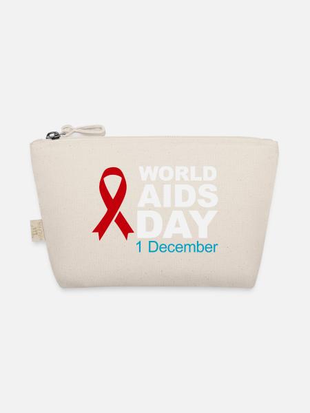 Rotes Band-Emblem zum Welt-AIDS-Tag - Bio-Täschchen - Natur