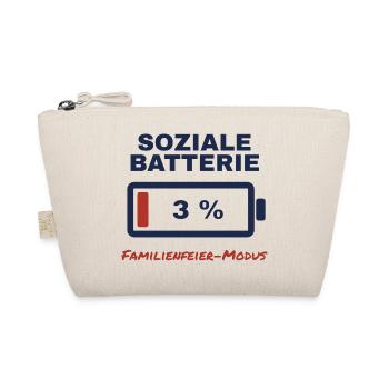 Soziale Batterie 3 % – Familienfeier-Modus - Bio-Täschchen - Natur - Vorne
