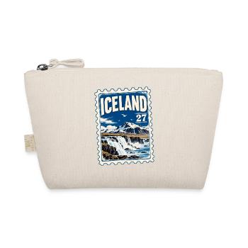 Island Vintage Briefmarke – Wasserfall & Berge - Bio-Täschchen - Natur - Vorne