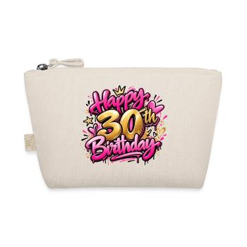 Herzlichen Glückwunsch zum 30. Geburtstag Pink Graffiti: Queen Era Geschenk - Bio-Täschchen - Natur - Vorne