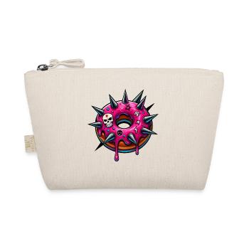 Punk Donut mit pinker Glasur und Totenköpfen - Bio-Täschchen - Natur - Vorne